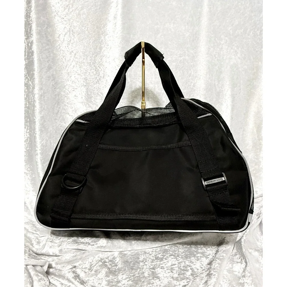 Black Mesh Soft Sided‎ Pet Carrier Bag Small Dog Cat Travel Tote Reflective Trim